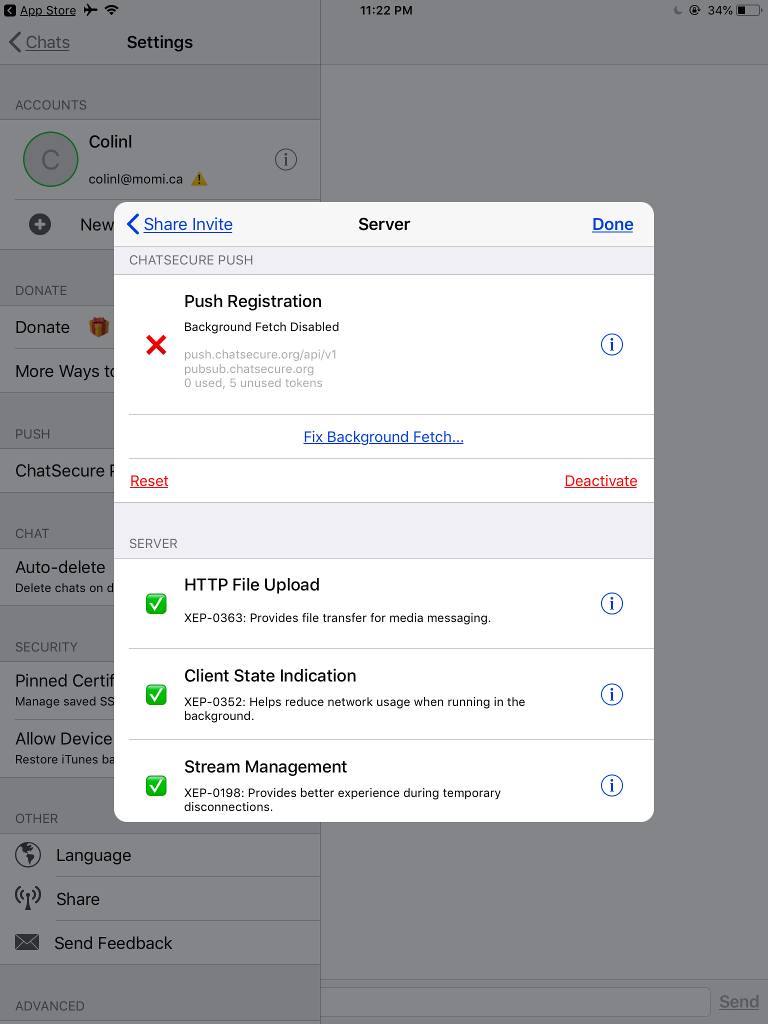 If you see an X under push registration, then it needs to be reset.